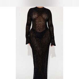 Elegant Black Animal Print Dress